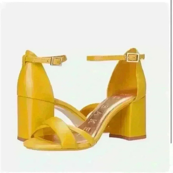 Ted Baker London Sheaha yellow block heels size 39.5 dress new US 8.5 9 - Picture 1 of 6